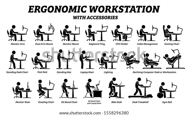 Ergonomic Computer Desk Workplace Workstation Stick Royalty Free