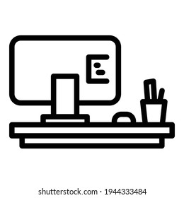 Ergonomic computer icon. Outline ergonomic computer vector icon for web design isolated on white background