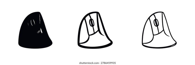 Ergonomic Computer Mouse Icon Set - Peripheral Device for Digital Work