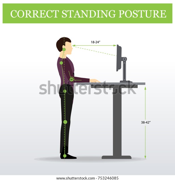 Ergonomic Correct Standing Posture On Height Stock Vector Royalty