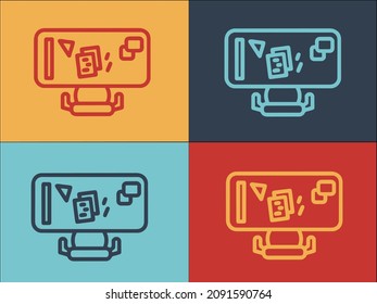 Ergonomic Desktop Logo Template, Simple Flat Icon of desk,desktop,computer