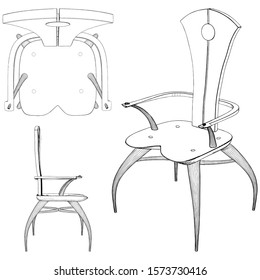 Ergonomic Elbow Chair Vector 13. A Vector Illustration Of Chair.