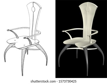 Ergonomic Elbow Chair Vector 15. A Vector Illustration Of Chair.