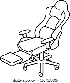 Ergonomic gaming сhair. Vector outline icon.