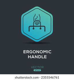 (Ergonomic Handle) Icon, Vector sign.