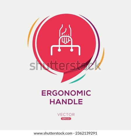 (Ergonomic Handle) Icon, Vector sign.