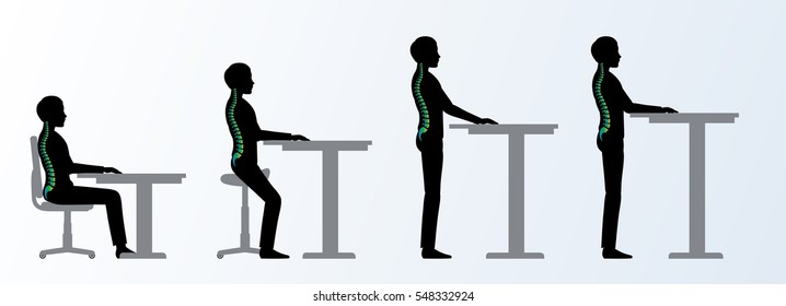 ergonomic. Height adjustable desk or table poses