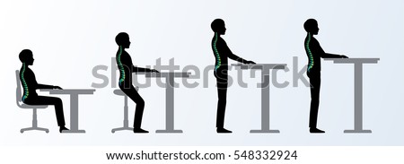 Ergonomic Height Adjustable Desk Table Poses Stock Vector (Royalty Free ...