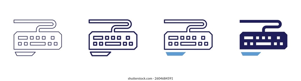 Ergonomic keyboard icon in 4 different styles. Thin Line, Line, Bold Line, Duotone. Duotone style. Editable stroke.