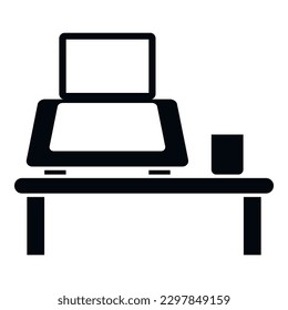 Ergonomic laptop place icon simple vector. Sit posture. Work correct
