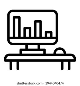 Ergonomic monitor icon. Outline ergonomic monitor vector icon for web design isolated on white background
