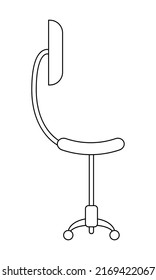 Ergonomic office chair with rollers semi flat color vector object. Posture improvement. Full sized item on white. Adjustable seat simple cartoon style illustration for web graphic design and animation