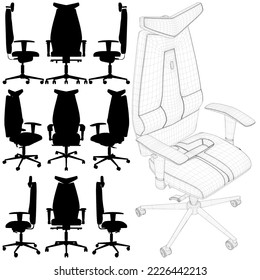 Ergonomic Office Chair Vector 02. Illustration Isolated On White Background. A vector illustration Of A Armchair.
