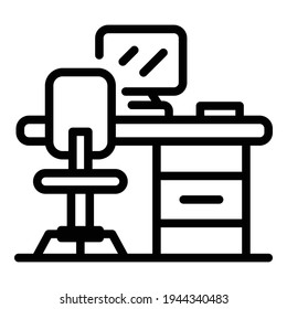 Ergonomic office icon. Outline ergonomic office vector icon for web design isolated on white background