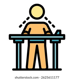Ergonomic position icon. Outline ergonomic position vector icon color flat isolated