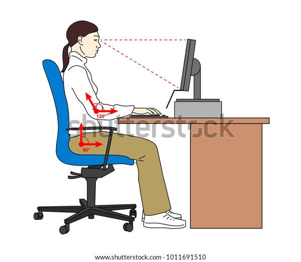 Ergonomic Position Sitting Posture Correct Seat Stock Vector