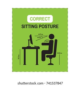 Ergonomic Posture Desk. Correct Sitting Posture. Correct Position Of Persons