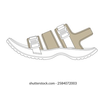 Ergonomic sandals for men technical flat design vector mockup template.