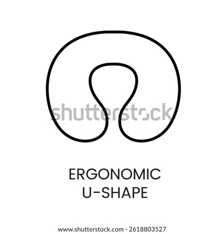 Ergonomic U shape pillow icon symbolizing neck support ideal for travel pillow marketing orthopedic sleep promotions and wellness branding line icon in vector with editable stroke.