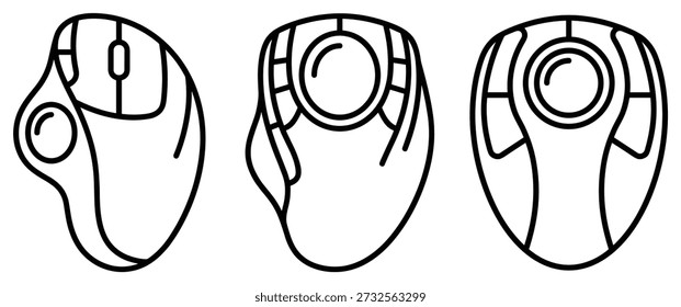 Ratón ergonómico del ordenador de la Vertical para la postura sana. Experiencia de usuario cómoda. Ilustración vectorial de estilo de dibujo de línea.