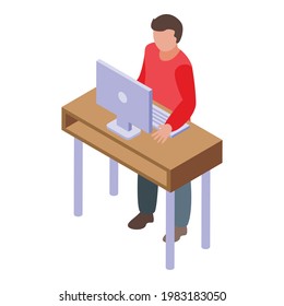 Icono ergonómico del lugar de trabajo. Isométrico del icono del vector del lugar de trabajo ergonómico para el diseño web aislado en fondo blanco