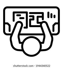 Ergonomic workplace icon. Outline ergonomic workplace vector icon for web design isolated on white background