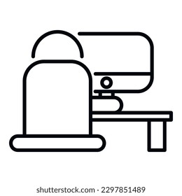 Ergonomic workplace icon outline vector. Office table. Sit posture