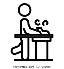 Ergonomic workstation icon. Outline ergonomic workstation vector icon for web design isolated on white background