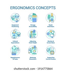 Ergonomics Concept Icons Set Safe Healthful Stock Vector (Royalty Free ...