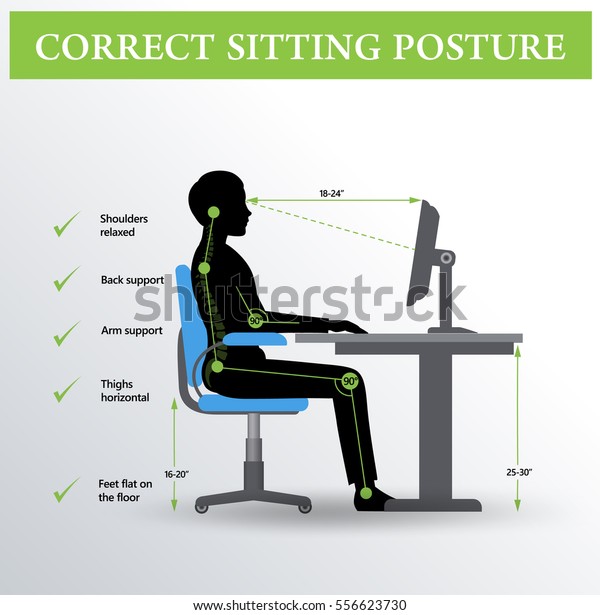 Ergonomics. Correct sitting\
posture