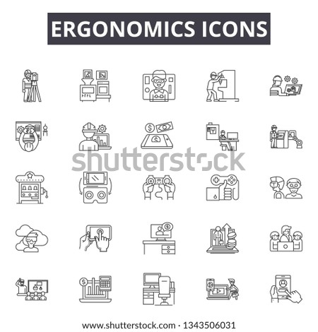 Ergonomics icons line icons for web and mobile design. Editable stroke signs. Ergonomics icons  outline concept illustrations