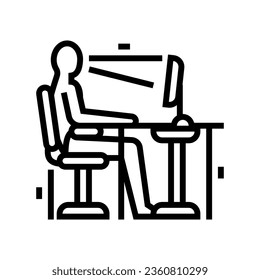 principios ergonómicos vectores de línea de ingeniero mecánico. principios ergonómicos señalización de ingeniero mecánico. símbolo de contorno aislado ilustración negra