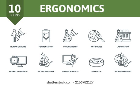 Ergonomics Set Icon Editable Icons Ergonomics Stock Vector (Royalty ...