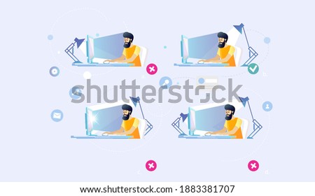 
Ergonomics of the workplace. Correct position of the lamp on the table.
