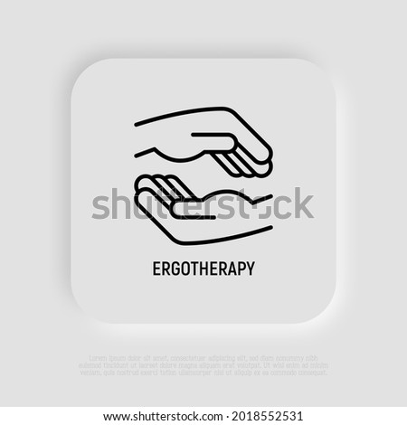 Ergotherapy thin line icon, occupational therapy. Rehabilitation procedure, physical recovery for disabled. Modern vector illustration