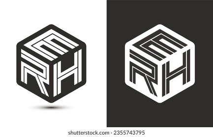 ERH letter logo design with illustrator cube logo, vector logo modern alphabet font overlap style. Premium Business logo icon. White color on black background