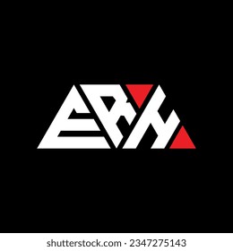 Diseño del logotipo de la letra del triángulo ERH con forma de triángulo. Monograma de diseño del logotipo del triángulo ERH. Plantilla de logotipo vectorial del triángulo ERH con color rojo. Logotipo triangular ERH Diseño sencillo, elegante y lujoso.