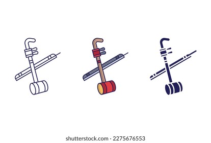 Erhu music line and solid illustration icon