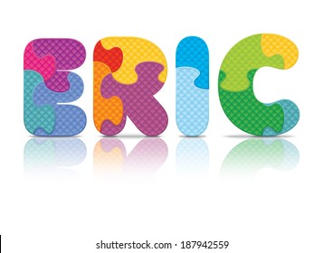 ERIC written with alphabet puzzle - vector illustration