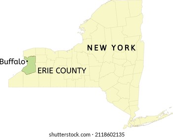 Erie County and city of Buffalo location on New York state map svg