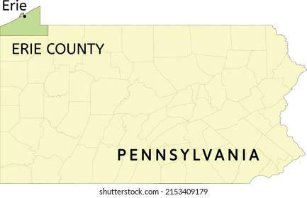 Erie County And City Of Erie Location On Pennsylvania State Map