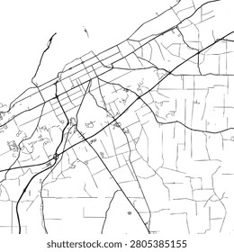 Erie Pennsylvania city map vector illustration. Black and white street map of Erie PA USA