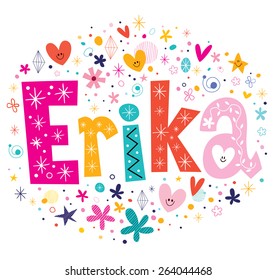 Erika girls name decorative lettering type design