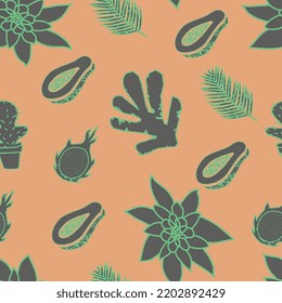 ERIN CACTI DESERT CONVERSATIONAL SEAMLESS PATTERN VECTOR