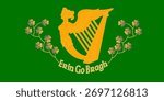 Erin Go Bragh flag with green background and gold harp. Represents Irish nationalism, cultural pride, and historical identity of Ireland.