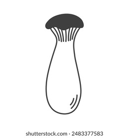 Eringi Mushroom Doodle Line icon. Asian fungus. Boletus Cep Oyster hand drawn symbol. Food Ingredient. Outline vector illustration.