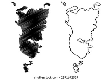 Eriskay island (United Kingdom of Great Britain and Northern Ireland, Scotland, Outer Hebrides) map vector illustration, scribble sketch Isle of Eiríksey or Eirisgeigh map