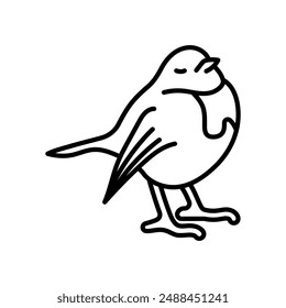 Erithacus Rubecula Icono de contorno, Ilustración vectorial
