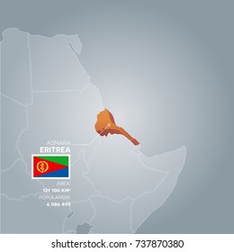 Eritrea 3d map with information of area and population of the country.