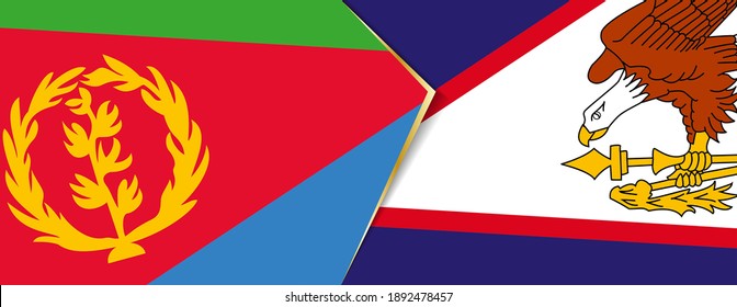 Eritrea und die amerikanischen Samoa-Flaggen, zwei Vektorfahnen Symbol für Beziehung oder Konfrontation.